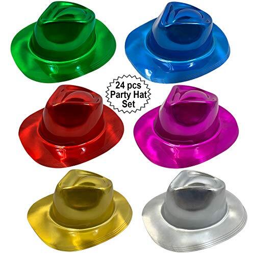 Party Gangster Hats 24 pcs | New Year’s Celebration Hats | Metallic Colors - Picture 2 of 5