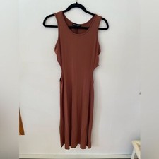NWT see you Monday brown sleeveless midi dress with cut out sides size XL