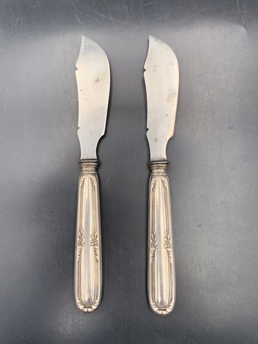 Pair of Minerva Silver Handle Cheese Knives c. 1900 - Picture 4 of 14