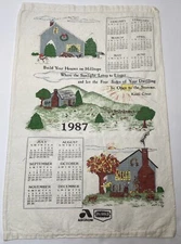 1987 Home Calendar Poem Tea Towel Asgrow O’s Gold Vintage
