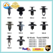 100 Plastic Fastener Clips Car Bumper Fender Auto Trunk Screw Rivets Set