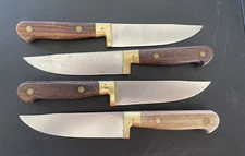 Set of 4 Vintage ABCO wood and brass handle steak knives Free shipping