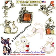 Classic Rhinestone Cat Brooches for Women Unisex Animal Pin Kitten Lapel Pins