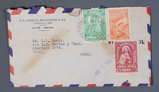 Mayfairstamps Bolivia 1943 La Paz to Lima Peru Cover ccb_27873