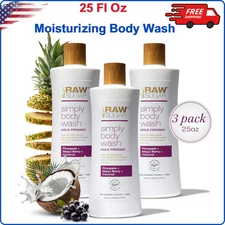 Raw Sugar Simply Body Wash, Coconut, Healthy Skin, Moisturizing 25 Fl Oz 3 Pack
