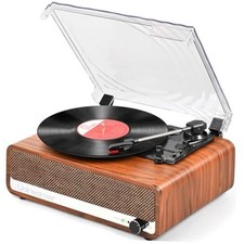 Vinyl Record Player with Speakers,3 Speed Turntable with Latest Bluetooth Brown