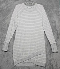 Athleta Dress Womens Size Medium Gray Striped Long Sleeve Sweater Thumbholes