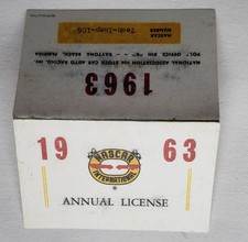 NASCAR REPRODUCTION 1963 Annual License 2006 Facsimile
