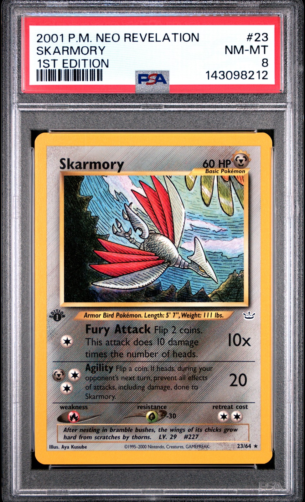 2001 POKEMON NEO REVELATION 1ST EDITION #23 SKARMORY PSA 8