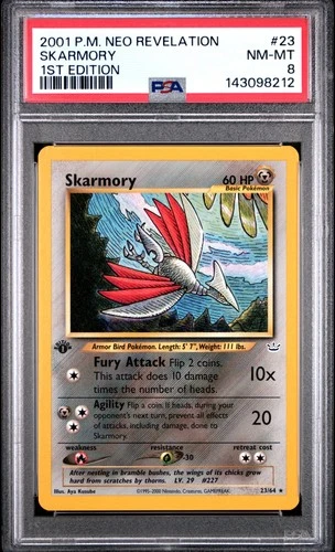 2001 POKEMON NEO REVELATION 1ST EDITION #23 SKARMORY PSA 8