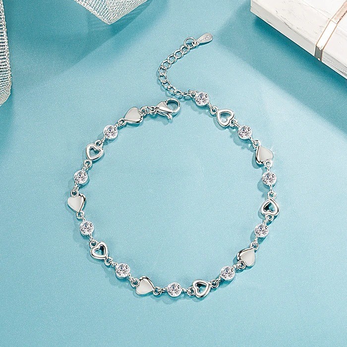 925 Sterling Silver Bracelet Double Layer Pearl Bracelet for Women Gem Color: 05