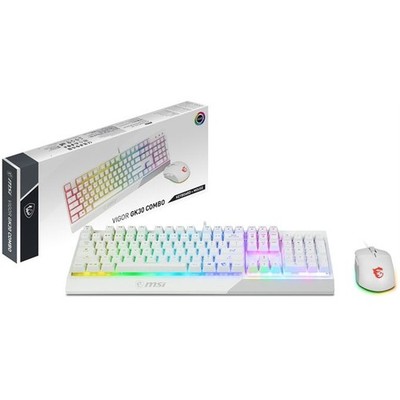 MSI VIGOR GK30 COMBO WHITE UK RGB MEMchanical Gaming Tastatur + Kupplung GM11 WEISS