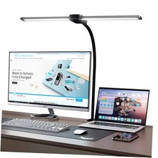 LED Desk Lamp with Two Heads, Clamp On Desk Lamps, 12W, 2000 LMS, CRI 90, 5