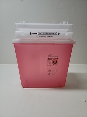 Empty 5-Quart PP Red Biohazard Sharps SharpSafety Container w/ Lid 8507SA