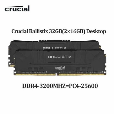 3200 MHz DDR4 32GB(2×16GB) Crucial Ballistix RAM Desktop Memory DIMM 288PIN Lot