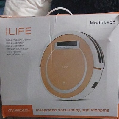 ILIFE V55 Robotic Vacuum Cleaner, Vacuuming & Mopping, Bagless, Gold/White