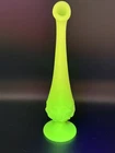Fenton Lime Custard Satin Uranium Glass Water Lily Footed Swung Bud Vase