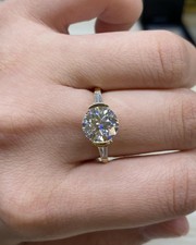 CZ Round Cut Half Bezel Set Trilogy Art Deco 925 Sterling Silver Wedding Ring