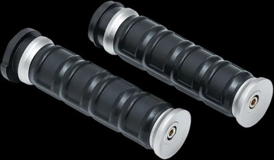 Kuryakyn Dillinger Handlebar Grips Silver Ribbed Rubber Ultra Limited Low 15-20