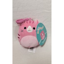 Squishmallows Geraldine Pink Cat 3.5 Inch Backpack Clip Plush Kellytoy NWT