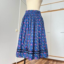 1980s ALPEN TRACHTEN Cotton Floral Dirndl Skirt High Waist Folkloric Cottagecore