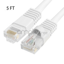 5FT CAT5e Cable Ethernet Lan Network CAT5 RJ45 Patch Cord Internet White NEW