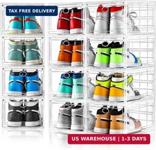 12 Pack Clear Shoe Storage, Stackable Shoe Organizer, Shoe Boxes for Closet Pl