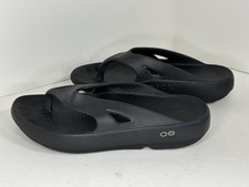 Oofos, Original Unisex Recovery Thong Flip Flop, Black, Womens Size 7/Mens 5