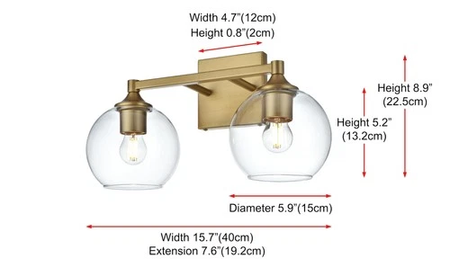 Elegant Lighting LD7308W16 Eero 2 Light 16"W Vanity Light - Black - Picture 3 of 12