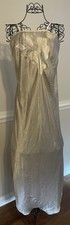 NATORI Vtg Satin Nightgown Long Champagne Silver Wedding Gown Glamour Nightgown