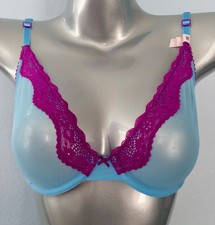 Victoria's Secret Bra Nwt Blue Sheer Mesh  Purple Lace Unlined Underwire Demi