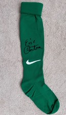 Eric Cantona, Manchester United Legend, Hand Signed Green  'Nike' Sock & COA