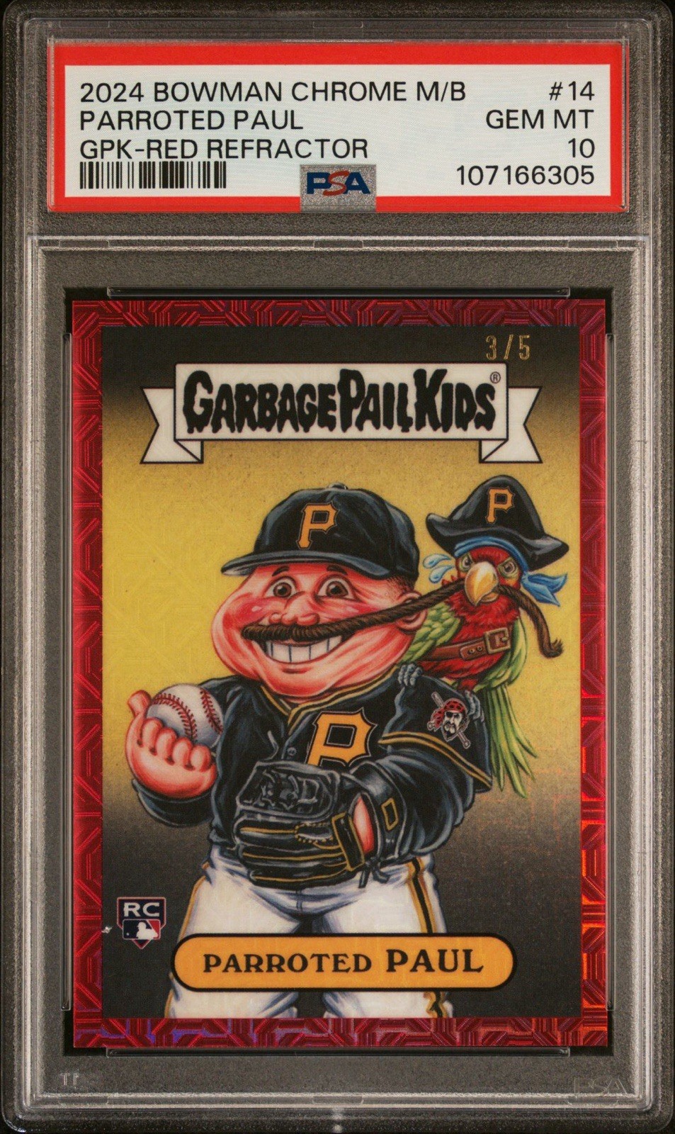 2024 Bowman Chrome Mega Box Bowman Gpk Paul Skenes Parroted Paul — Red Refractor PSA 10