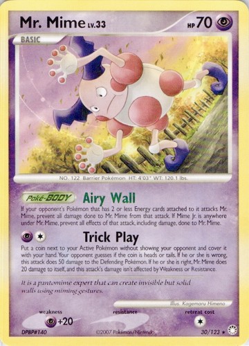 Mr. Mime 30/123 Rare Mysterious Treasures Pokemon Near Mint