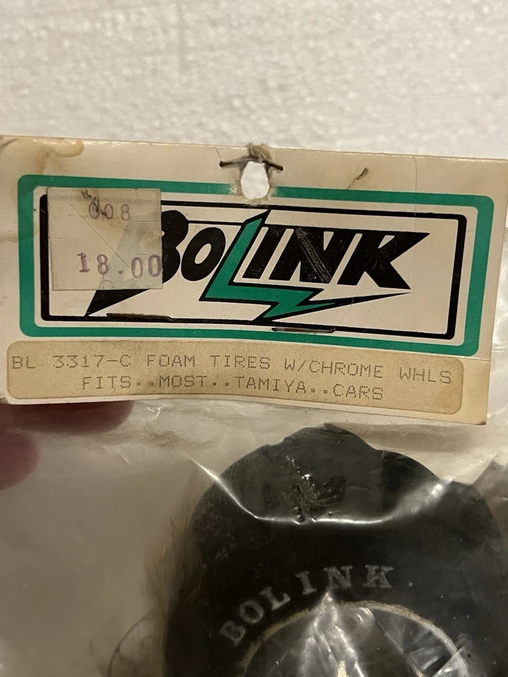 Bolink Tamiya Rear Wheel / Tires Set Foam Ribbed Chrome BL 3317-C NIB Vintage! - Image 4 of 4