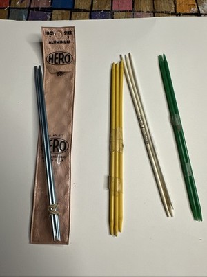 12 Vintage Hero Aluminum Knitting Needles 7 Inch Size 3 Plastic 3 + Unmarked Lot