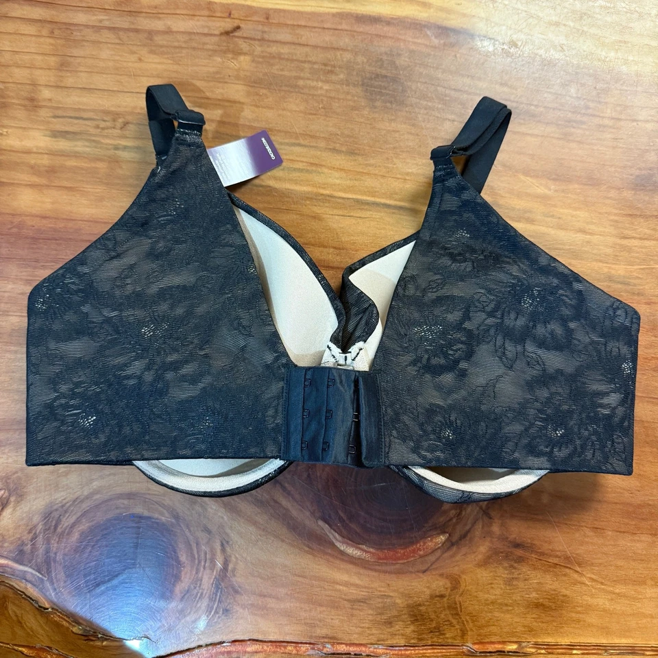 NUEVO Sujetador Cacique Para Mujer Forrado Cobertura Completa 40D Negro Encaje Floral Con Aros  Foto 4 de 4