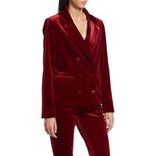 Favorite Daughter Amore Velvet Blazer Maroon Double Breasted Size 2