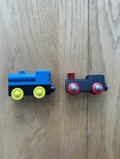 Vintage Wood Wooden Kids Toy Train Lot of 2 Kids Hobby Hand Painted Unbranded