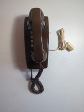 Vintage Brown ITT Push Button Touch Tone Wall Mount Telephone Tested Works 