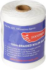 Bricklayers Line - 100M Roll - Finely Braided Nylon - Made in Britain - White