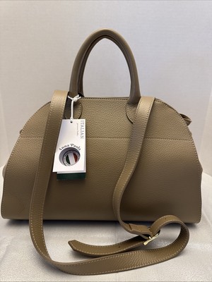 Anna Paola Art.Riva Col.Taupe Leather Handbag Shoulder Crossbody