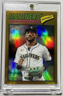 2026 Topps Heritage Julio Rodriguez #240 Mariners Chrome Gold Refractor /50
