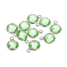 Crystal Birthstone Charm 9mm Dia August Pendant Drop Beads Light Green 10Pcs