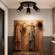 Ceiling Light Fitting Spotlight 3 Way Round Plate Bathroom Kitchen Spot Lights