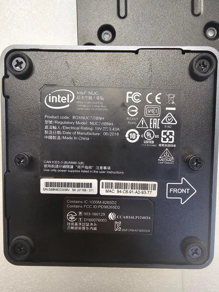 Intel NUC 7I5BNH BOXNUC7I5BNH 8GB MEM 250GB UNIDAD PWR ADPTR SOPORTE WIN10 PRO Foto 3 de 4