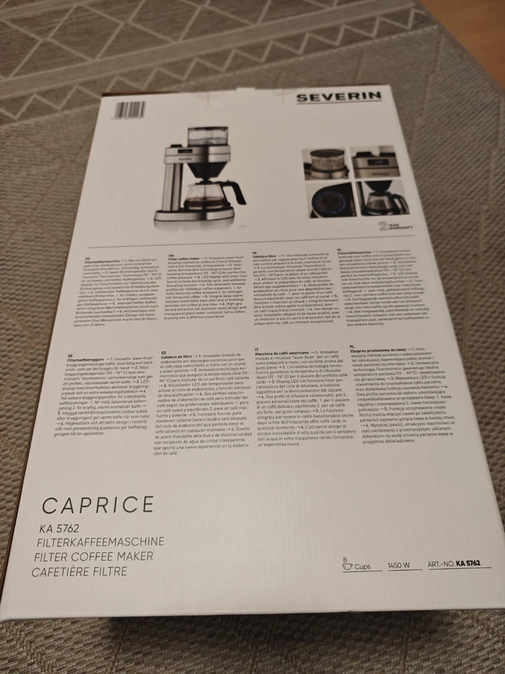 Severin KA 5762 Edelstahl-gebürstet / Schwarz NEU OVP - Bild 2 von 2