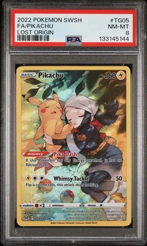 Pokémon Pikachu TCG Lost Origin TG05/TG30 Card, PSA 8