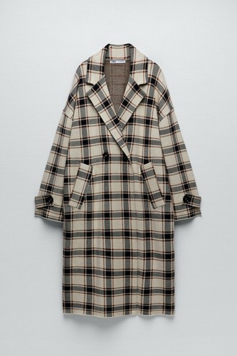 Zara Checked Cardigan Coat Size S - Picture 9 of 11