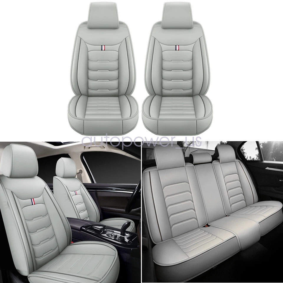 For TOYOTA Leather 5 Seats Car Seat Cover Front Rear Full Set Cushion Pad - Image 4 of 4